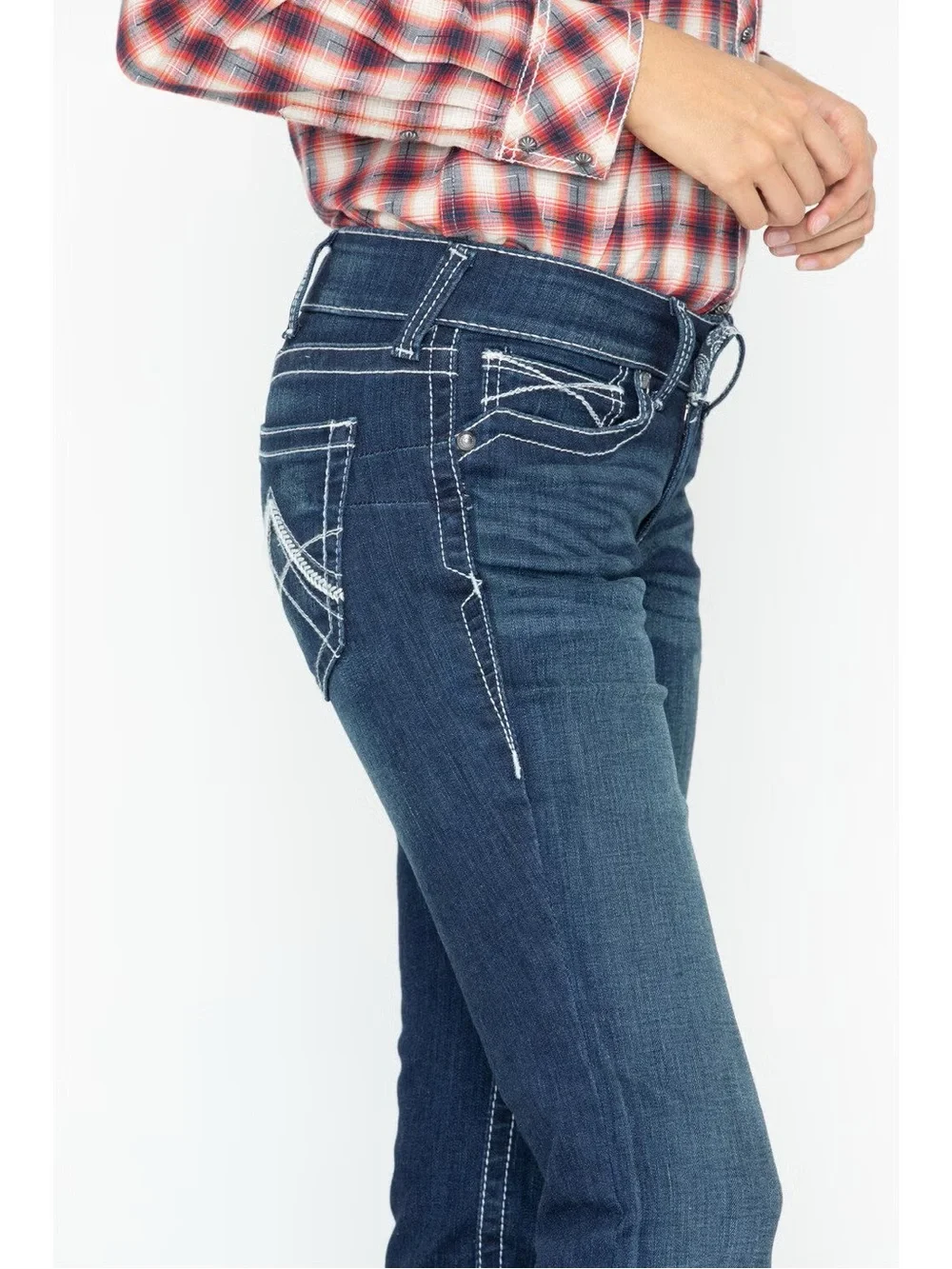 ARIAT Women’s Mid Rise Icon Stackable Straight Leg Jeans 33R Western Rodeo Denim